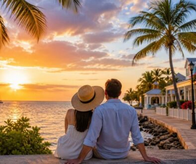 Couple watching a vibrant sunset by the water, one of the top things to do in key west for couples.
