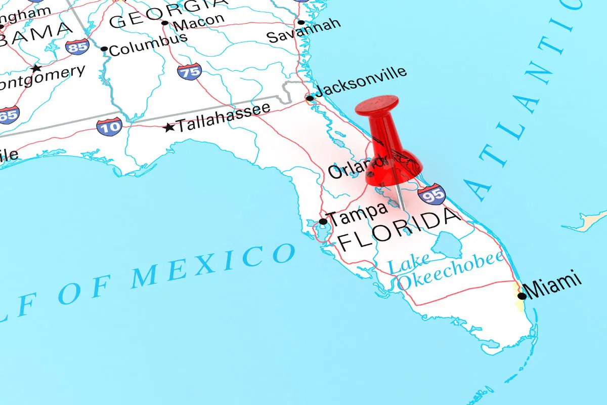 The map has markings for secluded beaches in Florida.