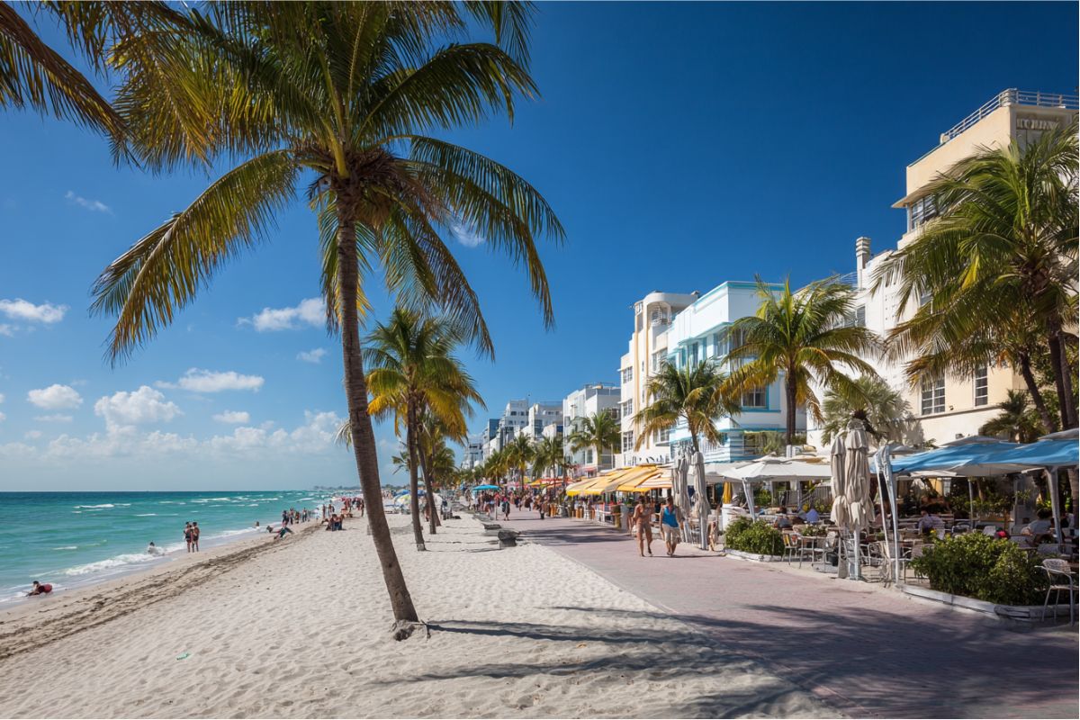 Miami Beach has many luxury hotels with pools, spas, and ocean views.