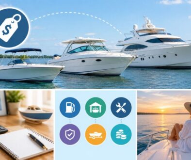 Boats of different sizes with ownership cost icons illustrating how much does a boat cost overall.